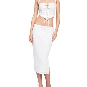 Lioness - White Lace Corset Top and Skirt Set